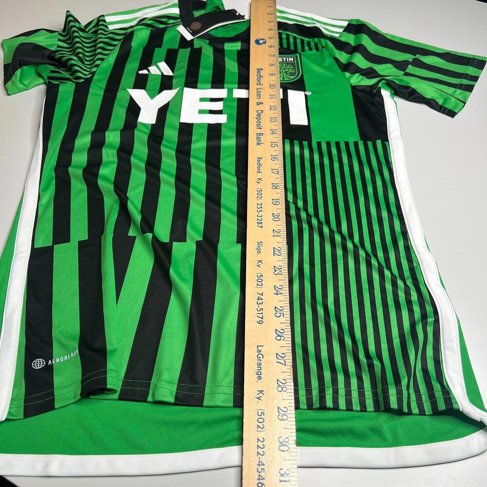 Adidas Austin FC Home Jersey 2023/24 MLS Green/Black Stripes Men’s Size M H1835 - Picture 2 of 9